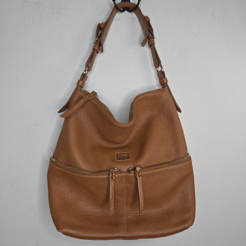 Dooney & Bourke Pebble Grain Hobo Shoulder Bag Camel Tan Large Leather J2649376
